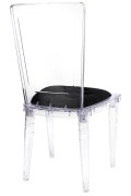 Krzesło CONTAR transparentne - czarna poduszka velvet, poliwęglan - King Home